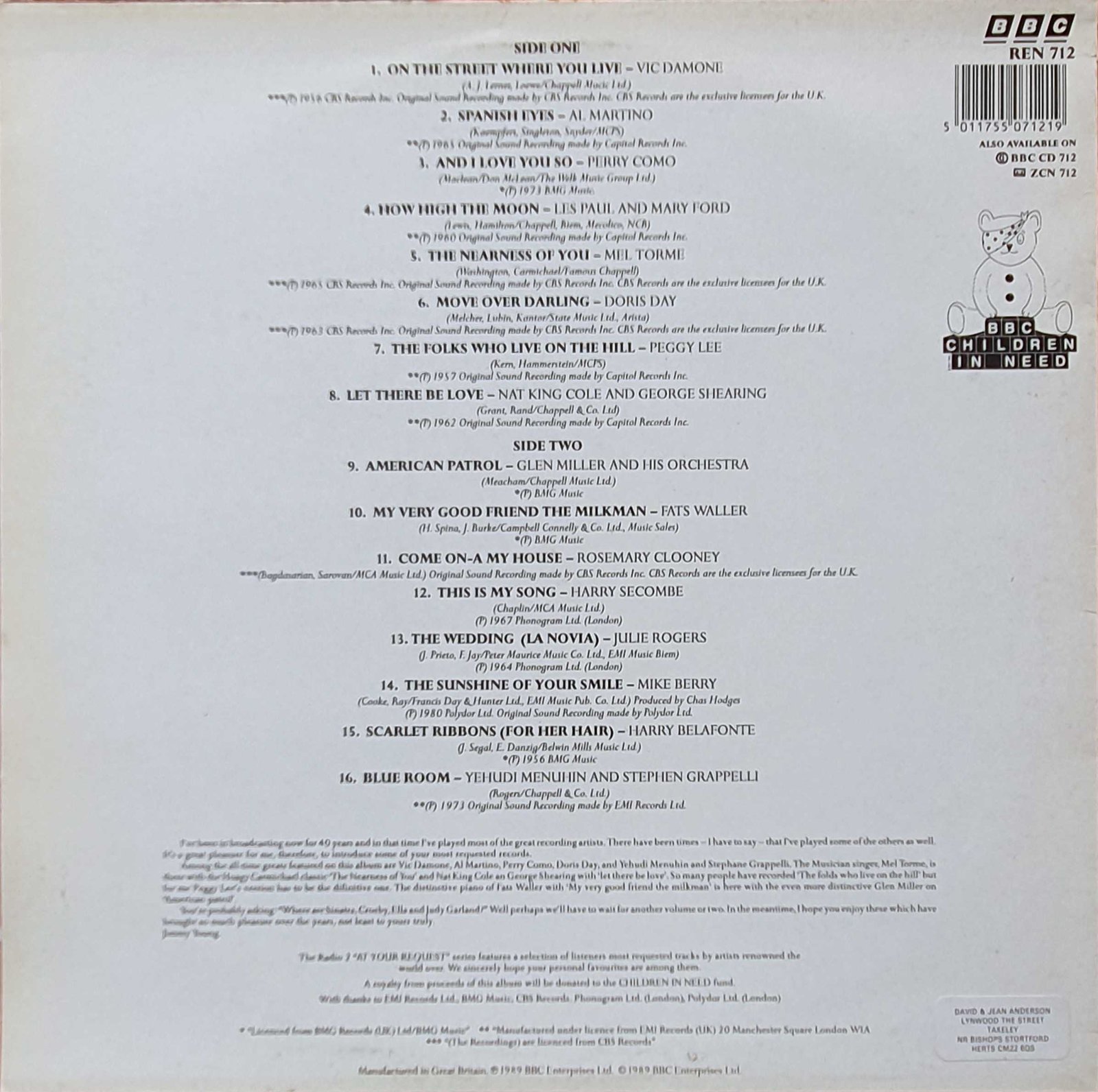 Back cover of REN 712